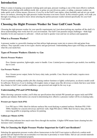 Choosing the Right Pressure Washer for Your Gulf Coast Needs