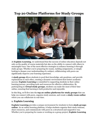 Top 20 Online Platforms for Study Groups