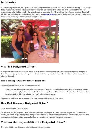 Setting Up a Successful Designated Driver Program: Best Practices
