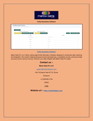 Entity Resolution Software | Match Data Pro LLC