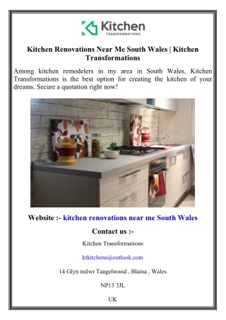 Kitchen Renovations Near Me South Wales   Kitchen Transformations