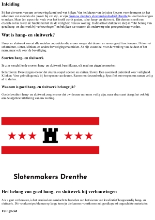 Het belang van goed hang- en sluitwerk bij verbouwingen