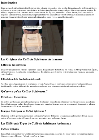 Découverte des coffrets spiritueux artisanaux : un voyage gustatif