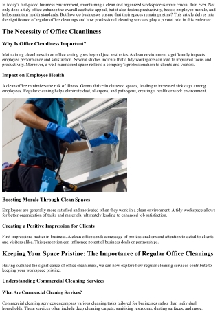 Keeping Your Space Pristine: The Importance of Regular Office Cleanings