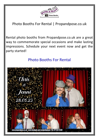 Photo Booths For Rental  Propandpose.co.uk