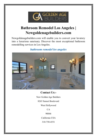 Bathroom Remodel Los Angeles  Newgoldenagebuilders.com