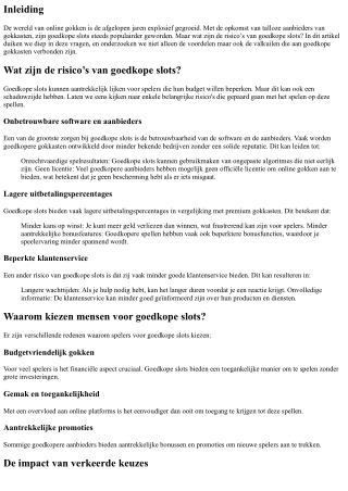Wat zijn de risico’s van goedkope slots?