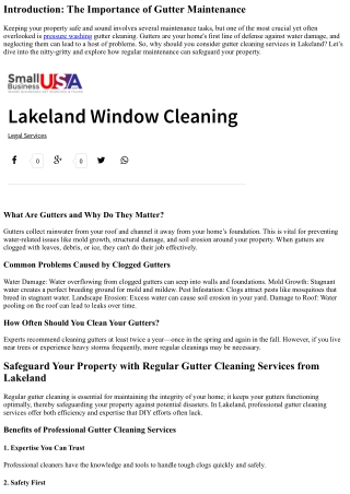 Safeguard Your Property with Regular Gutter Cleaning Services from Lakeland