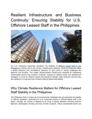 Resilient Infrastructure and Business Continuity_ Ensuring Stability for U.S. Offshore Leased Staff in the Philippines