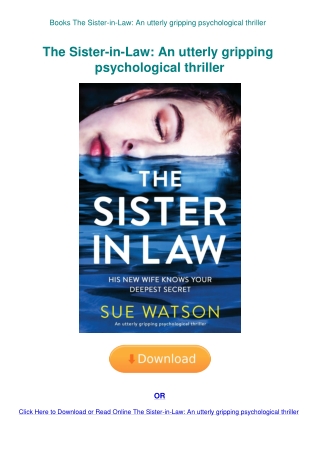 Books The Sister-in-Law An utterly gripping psychological thriller