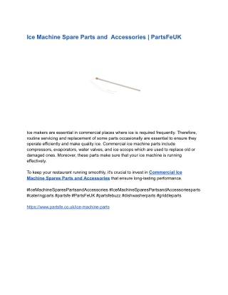 Ice Machine Spare Parts and  Accessories _ PartsFeUK