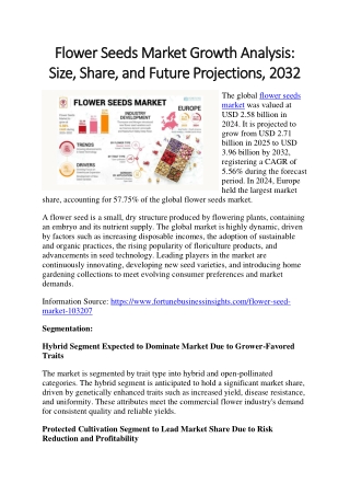 Flower Seeds Market Size, Share, and Growth Projections, 2032