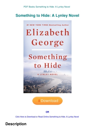 PDF Books Something to Hide A Lynley Novel
