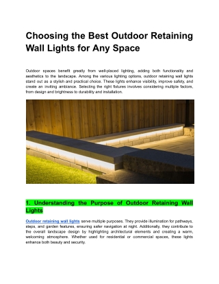 Choosing the Best Outdoor Retaining Wall Lights for Any Space