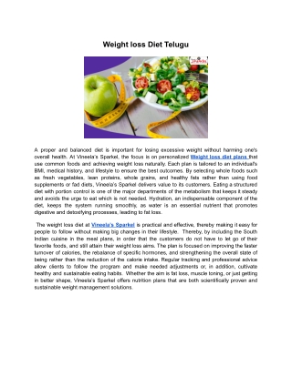 Weight loss Diet Telugu