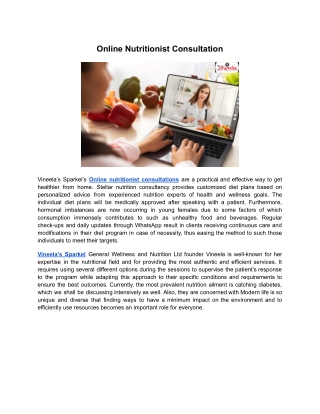 Online Nutritionist Consultation _ Vineela’s Sparkel Wellness Center