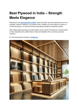 Best Plywood in India – Strength Meets Elegance