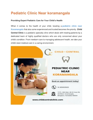 Pediatric Clinic Near koramangala