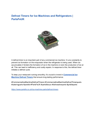 Defrost Timers for Ice Machines and Refrigerators _ PartsFeUK