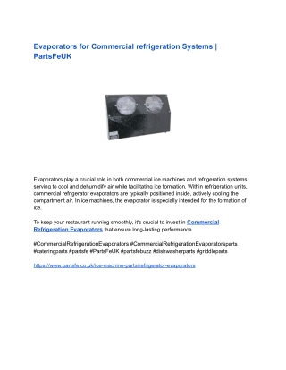 Evaporators for Commercial refrigeration Systems _ PartsFeUK