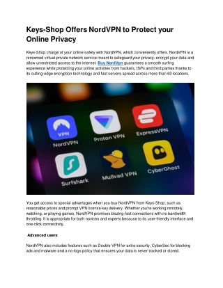 Keys-Shop Offers NordVPN to Protect your Online Privacy