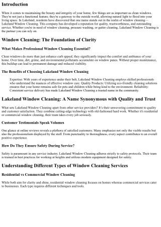 Lakeland Window Cleaning: A Name Synonymous with Quality and Trust