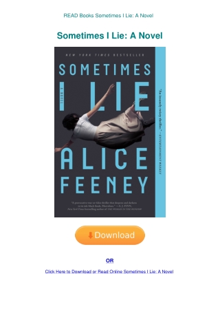 READ Books Sometimes I Lie A Novel