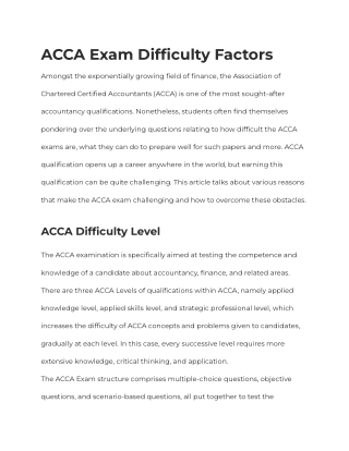 ACCA Exam Difficulty Factors