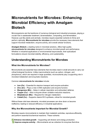 Micronutrients for Microbes_ Enhancing Microbial Efficiency with Amalgam Biotech