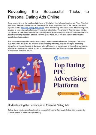 Revealing the Successful Tricks to Personal Dating Ads Online