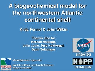 A biogeochemical model for the northwestern Atlantic continental shelf