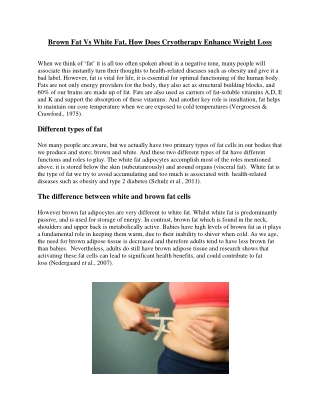 Brown fat Vs white fat, how does cryotherapy enhance weight loss