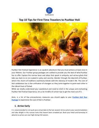 Top 10 Tips for First-Time Travelers to Pushkar Holi