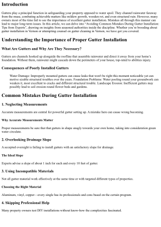 “Avoiding Common Mistakes During Gutter Installation: Tips from Experts”