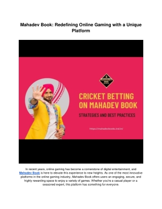 Mahadev Book: Redefining Online Gaming with a Unique Platform