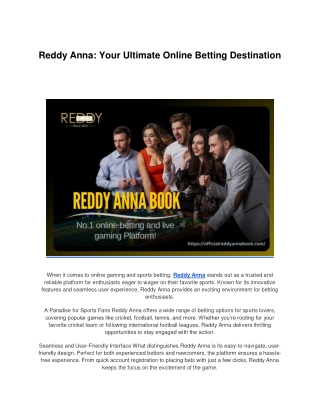 Reddy Anna: Your Ultimate Online Betting Destination