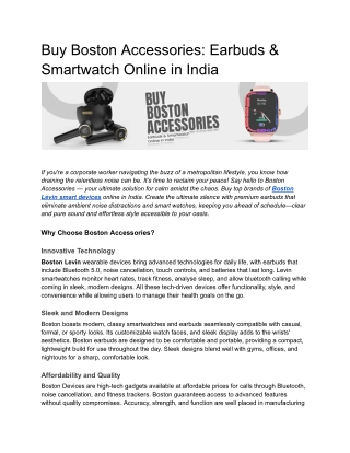Buy Boston Accessories_ Earbuds & Smartwatch Online in India