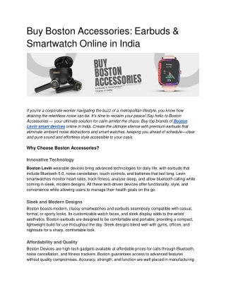 Buy Boston Accessories_ Earbuds & Smartwatch Online in India