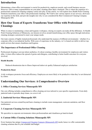 How Our Team of Experts Transforms Your Office with Professional Cleanings