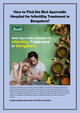 Best Ayurvedic Hospital for Infertility Treatment in Bangalore