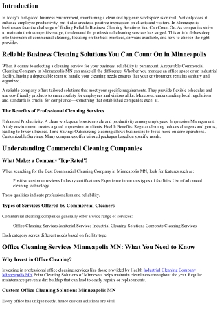 Reliable Business Cleaning Solutions You Can Count On in Minneapolis