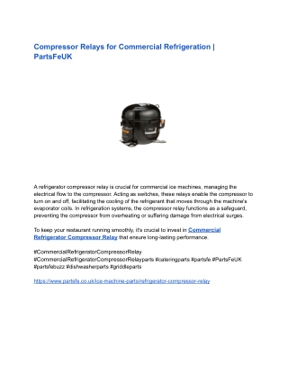 Compressor Relays for Commercial Refrigeration _ PartsFeUK