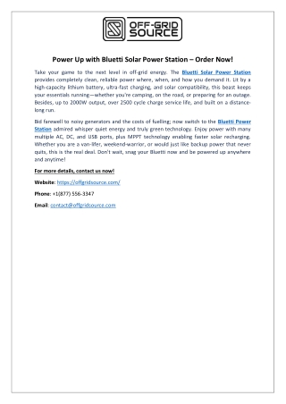 Power Up with Bluetti Solar Power Station – Order Now!