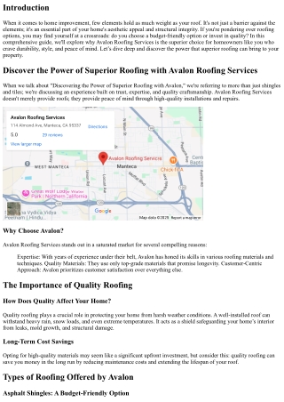 Discover the Power of Superior Roofing with Avalon