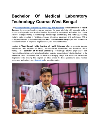 Bachelor Of Medical Laboratory Technology Course West Bengal