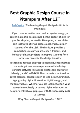 Graphic Design Course in Pitampura