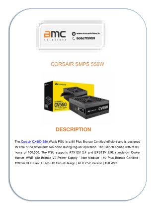 CORSAIR SMPS 550W AMC Solutions  Computer Hardware Solutions in Hyderabad