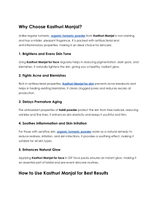 Why Choose Kasthuri Manjal_