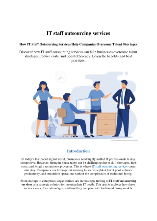 How IT Staff Outsourcing Services Help Companies Overcome Talent Shortages
