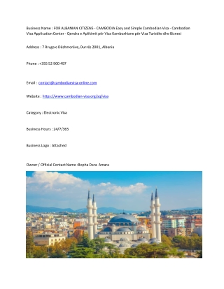 FOR ALBANIAN CITIZENS - CAMBODIA Easy and Simple Cambodian Visa - Cambodian Vis